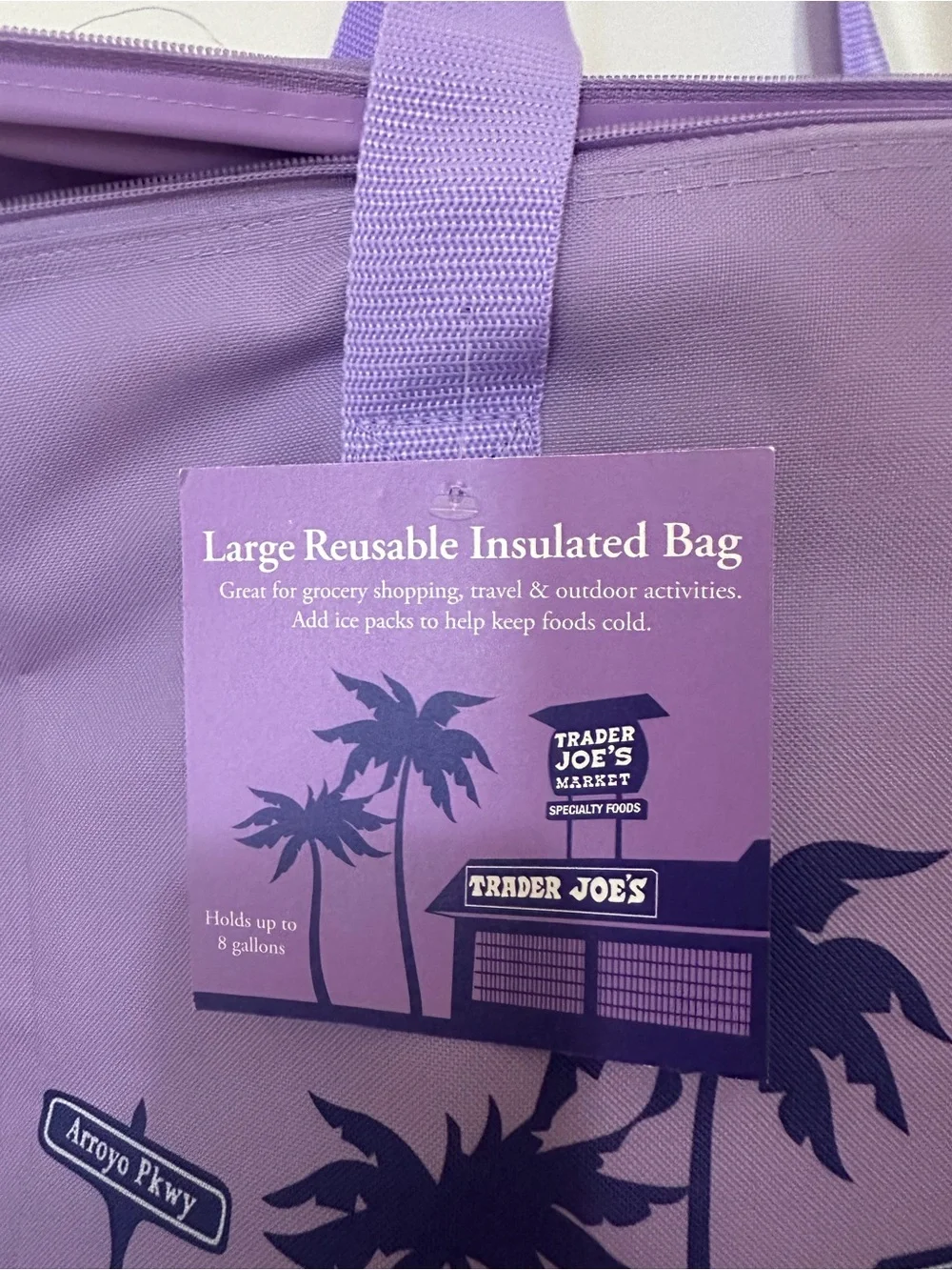 Lavender Canvas Tote Bag with Coastal Print TJS INSULATED COLELCTION